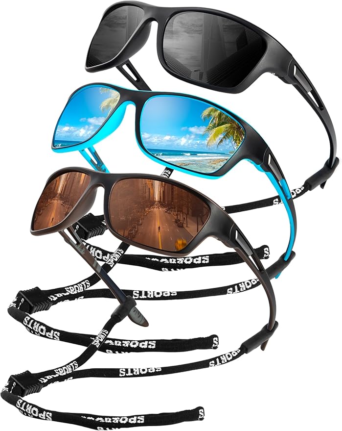 KALIYADI Polarized Sunglasses for Men, Sports Sun Glasses for Driving Cycling Fishing with UV protection