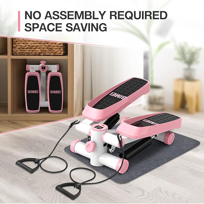 Steppers for Exercise, Mini Stepper Machine with Resistance Bands & Calories Count, Stair Steppers for Exercise 330 lbs Weight Capacity, Portable Stair Stepper Exercise Equipment for Home Workout
