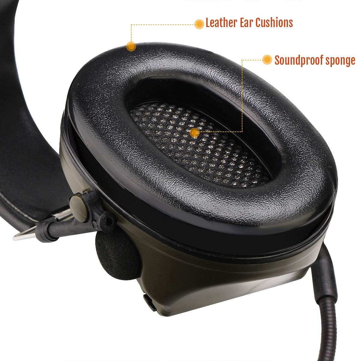 Retevis EHK007 Tactical Headset,Hunting & Shooting Earmuffs with Mic, Sound Amplification, Noise Reduction Walkie Talkie Headset, Compatible with Baofeng UV-5R BF-F8HP PRO AR-5RM RT22 RT86 B3H(1 Pack)
