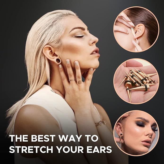BodyJ4You 37PC Ear Stretching Kit - Beginner Gauges 14G-00G Starter Set - Aftercare Balm Wax - Steel Tapers Single Flare Plugs Screw Fit Tunnels - Women Eyelet Mens Earrings Expander Piercing Jewelry