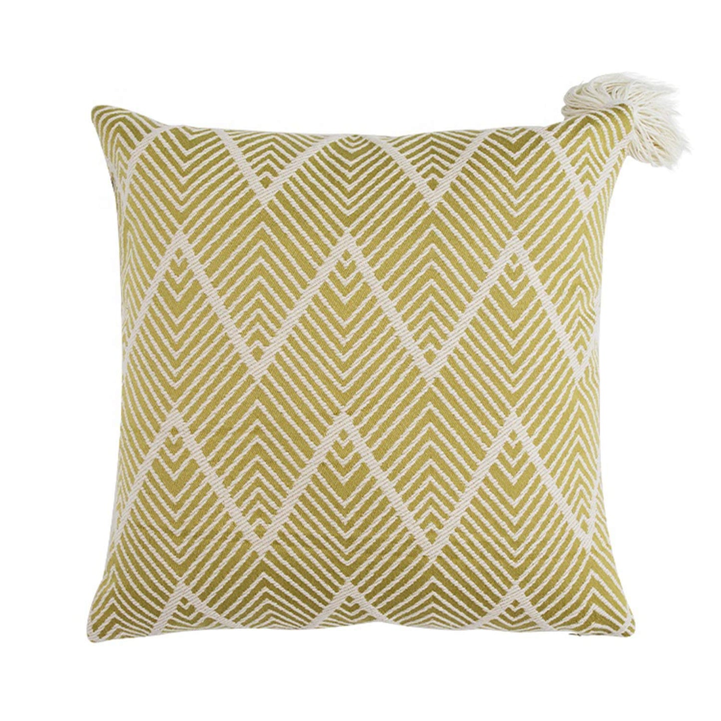 Fennco Styles Contemporary Chevron Tassel Cotton Blend Throw Pillow - Square 18 x 18 Inch Decorative Throw Pillow Case for Couch, Bedroom and Living Room Décor