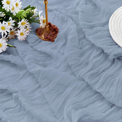 ZKPMJH 6PCS Dusty Blue Cheese Cloth Table Runner 35x120in Rustic Sheer