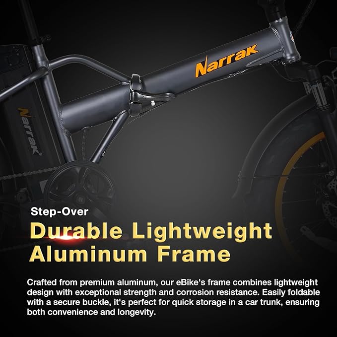 Fat Tire Folding Electric Bike, 48V & 624Wh Lithium Removable Battery, Peak 1100W Brushless Motor, Max Speed 28Mph, M5 Large LCD Display, Suspension, Step-Over/Thru Frame