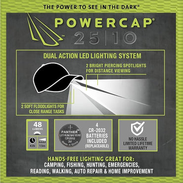 POWERCAP LED Hat Ultra-Bright Hands Free Lighted Battery Powered Headlamp - Stone Unstructured Cotton