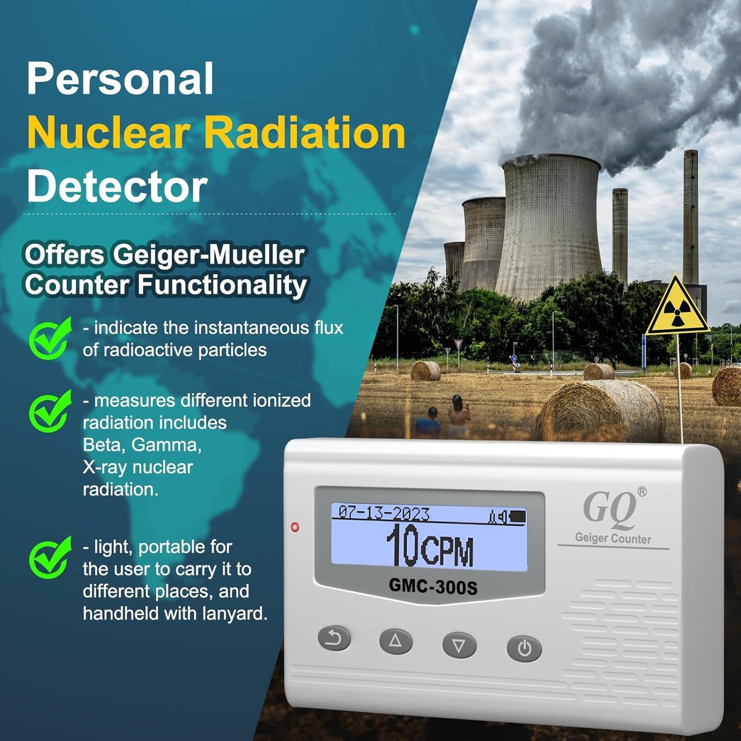 GQ 300S Geiger Counter Nuclear Radiation Detector Dosimeter for Beta, Gamma, X-Ray Portable Radiation Monitor Geiger Counter (Silicone case)
