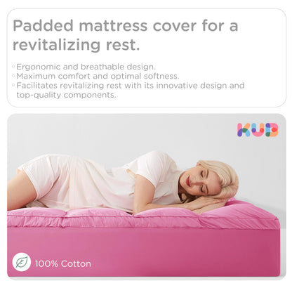 KUB Cotton Mattress Topper Cooling Pillow Top White Queen 80x60in