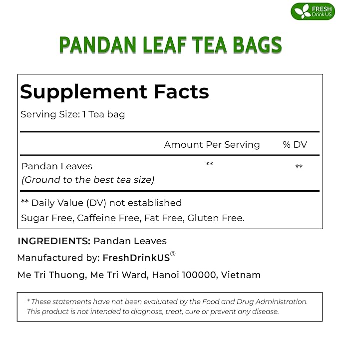 FreshDrinkUS, Premium 60 Mugwort Leaf Tea Bags, 100% Natural and Pure Mugwort Leaves. Loose Leaf Mugwort Herbal Tea. Mugwort Leaf Tea. No Sugar, No Caffeine, No Gluten, Vegan.