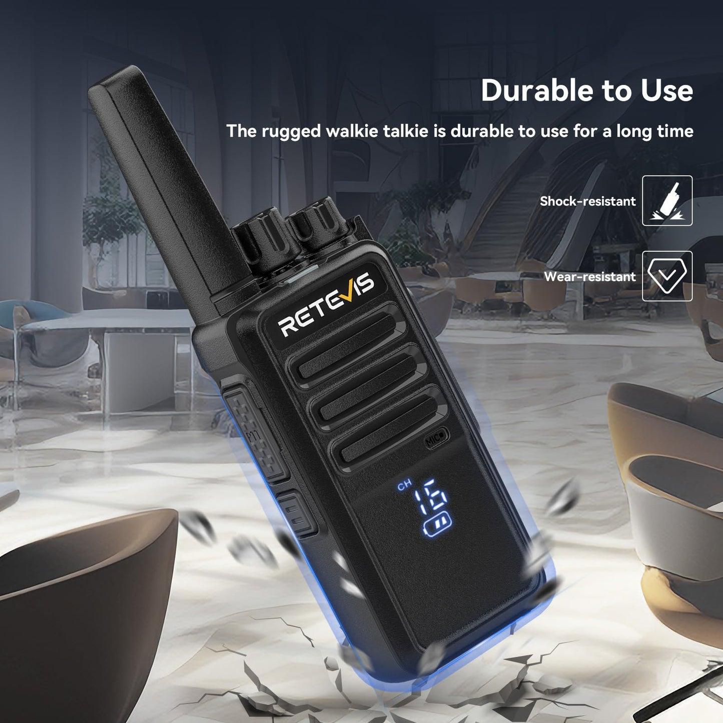 Retevis RT68 Walkie Talkies with Earpiece, Portable FRS Two-Way Radios Rechargeable, with 6 Way Multi Unit Charger, Hands Free, Long Range, Rugged 2 Way Radios 6 Pack for Adults School Church