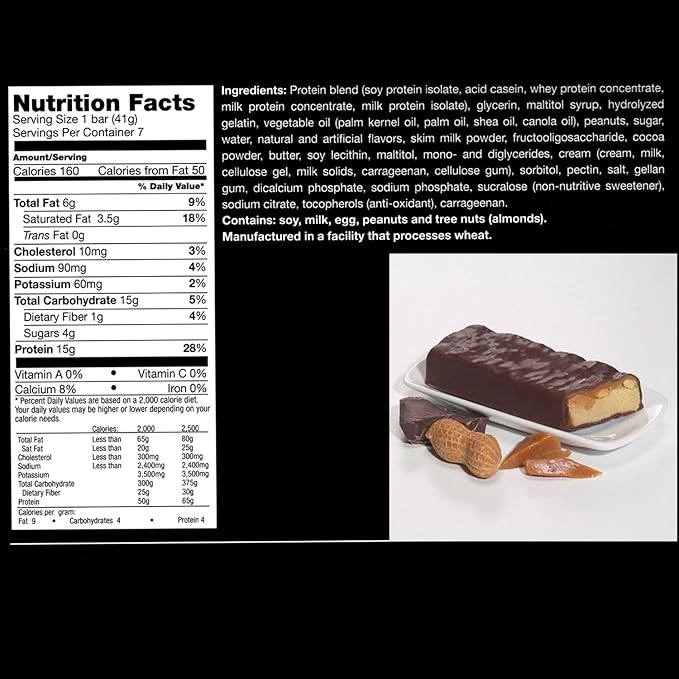 ProtiWise – Caramel Nut High Protein 15g Bar | 7/Box | Weight Loss, Diet, Keto Friendly, Meal Replacement | Gluten Free, Low Fat, Low Sugar
