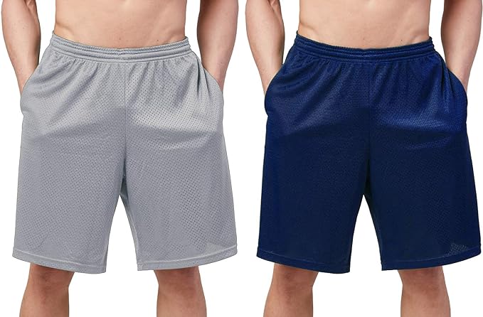 DEVOPS Men's 2-Pack Loose-Fit 10" Workout Gym Shorts with Pockets