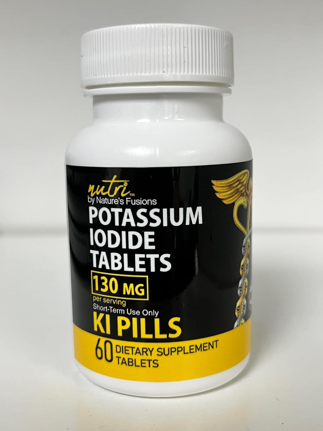Potassium Iodide Tablets 130 mg - (60 Tablets) 10 Year Shelf-Life EXP 2034 to 2035 - Ki Pills - Yoduro de potasio - Nutri Supplements - 3rd Party Tested - NSF cGMP Certified Facility - Shelf Stable
