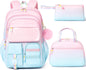 Girls School Backpack Set 3-Piece - Waterproof Kids Backpack with Lunch Box