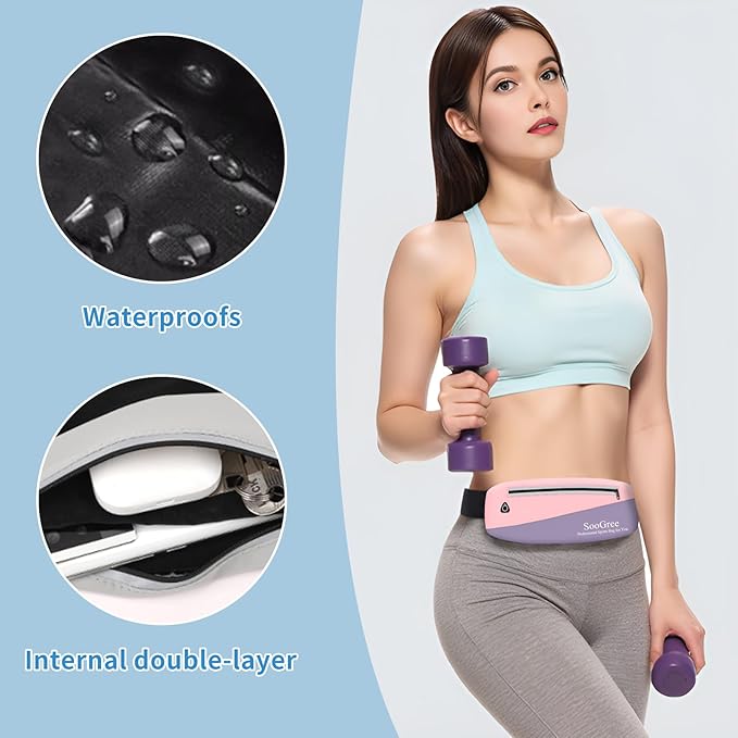 Slim Fanny Packs for Women Men,Waterproof Waist Pack with Reflective Strip Adjustable Strap,Running Belt for Sports Workout Cycling Hiking, Casual Hands-Free Wallets Phone Bag (Style 9)