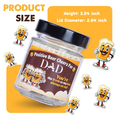 SOLMAY Funny Beer Cheers Gift Jar with 60 Uplifting Messages for Dad 0.5