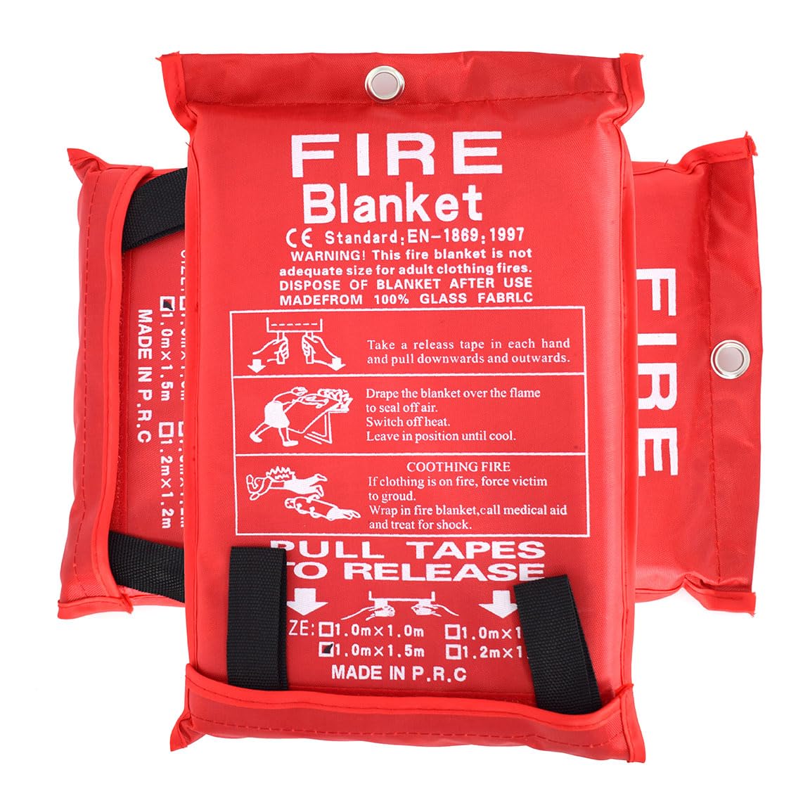Parcil Safety SB-100 Silicone Coated Emergency Fire Blanket (40 in. x 40 in.) Emergency Kit Fire Extinguisher for Home & Kitchen, Woven Fiberglass Household Essentials, Chemical Free, No Mess