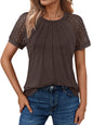 Women's Summer Lace Top Short Sleeve Business Casual Blouse