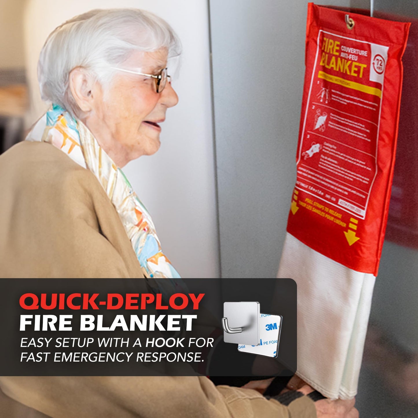 72 HRS Large Emergency Fire Blanket 47"×47" – Fiberglass Fire Safety Tool for Home, Kitchen, Camping, Survival | Extinguisher Alternative for Grill, Welding, Fire Pit