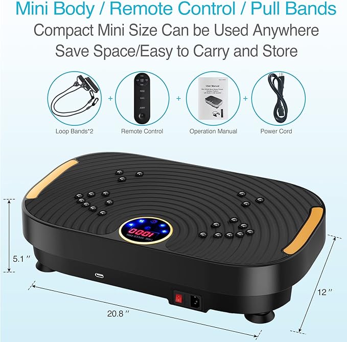 AXV Vibration Plate Fitness Platform Exercise Machine Vibrating Lymphatic Drainage Shaking Full Body Shaker Workout Vibrate Stand Shake Board Sport Gym for Weight Loss Fat Burner for Women Men