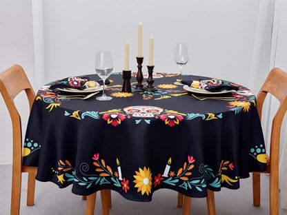 YiHomer Day of The Dead Table Runner Floral Skeleton Mask 14x72