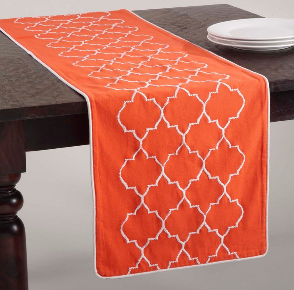 Fennco Styles Malaga Stitched Moroccan Cotton Table Runner 16" W x 72" L