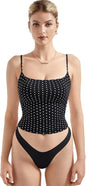 Women Square Neck Tank Top - Summer Cami with Adjustable Straps