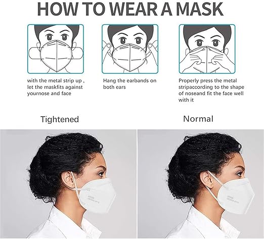 LEMENT 50PCS KN95 Face Mask 5 Layer Breathable with Elastic EarLoops Cup Dust Safety Masks(White,Black,Grey)