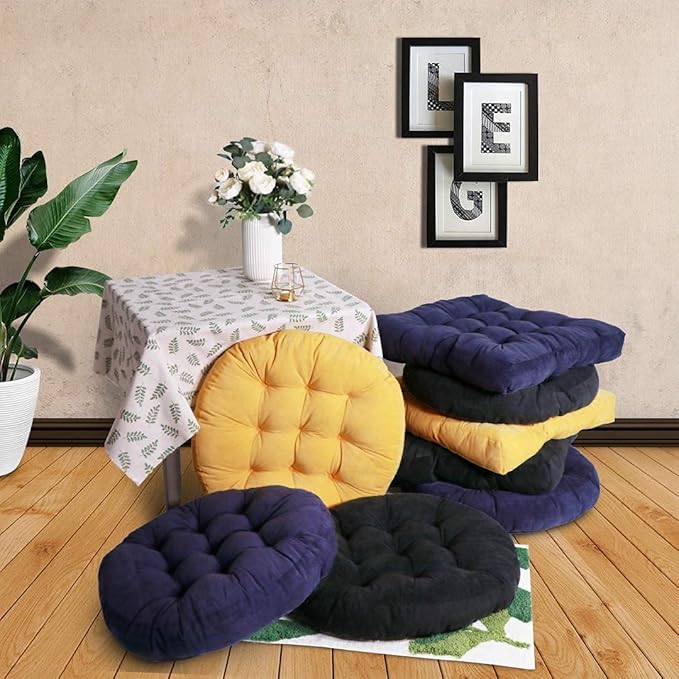 Tiita Floor Pillows Cushions Round Chair Cushion Outdoor Seat Pads for Sitting Meditation Yoga Living Room Sofa Balcony 22x22 Inch, Yellow