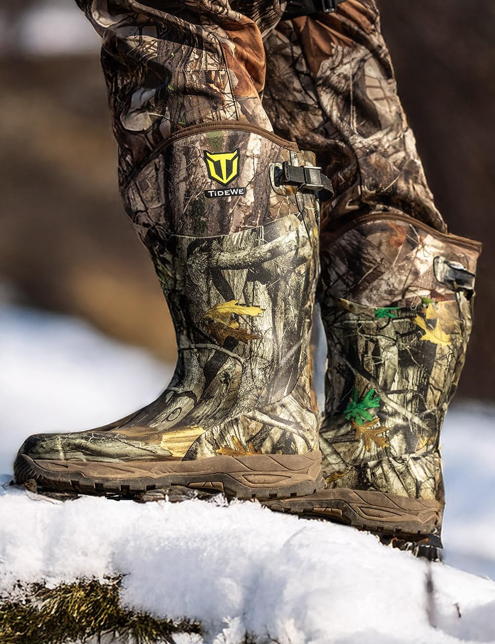 TIDEWE Rubber Hunting Boots, Waterproof Insulated Next Camo G2 Warm Rubber Boots with 7mm Neoprene, Sturdy Outdoor Hunting Boots for Men (800g Insulated & Standard, Size 6-14)