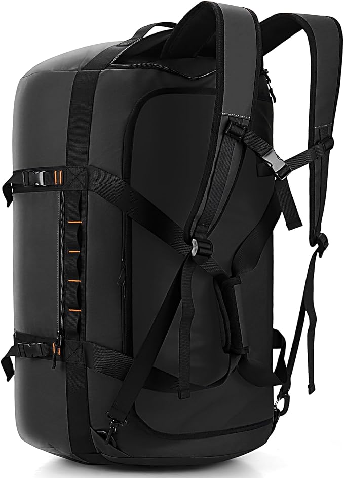 40L/60L/90L Large Waterproof Duffle Bag Backpack for Men, Mens Duffel Backpack Bags for Traveling, Heavy Duty (Black, 40L)