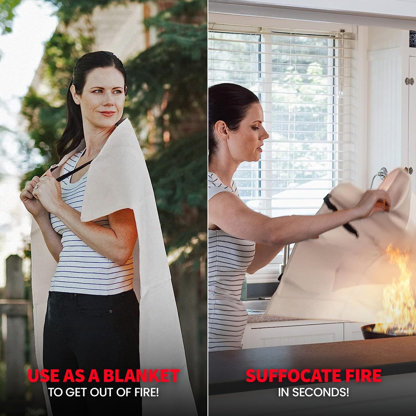Prepared Hero Emergency Fire Blanket - 2 Pack - Fire Suppression for Kitchen, 40” x 40” Fiberglass Fire Blanket for Home