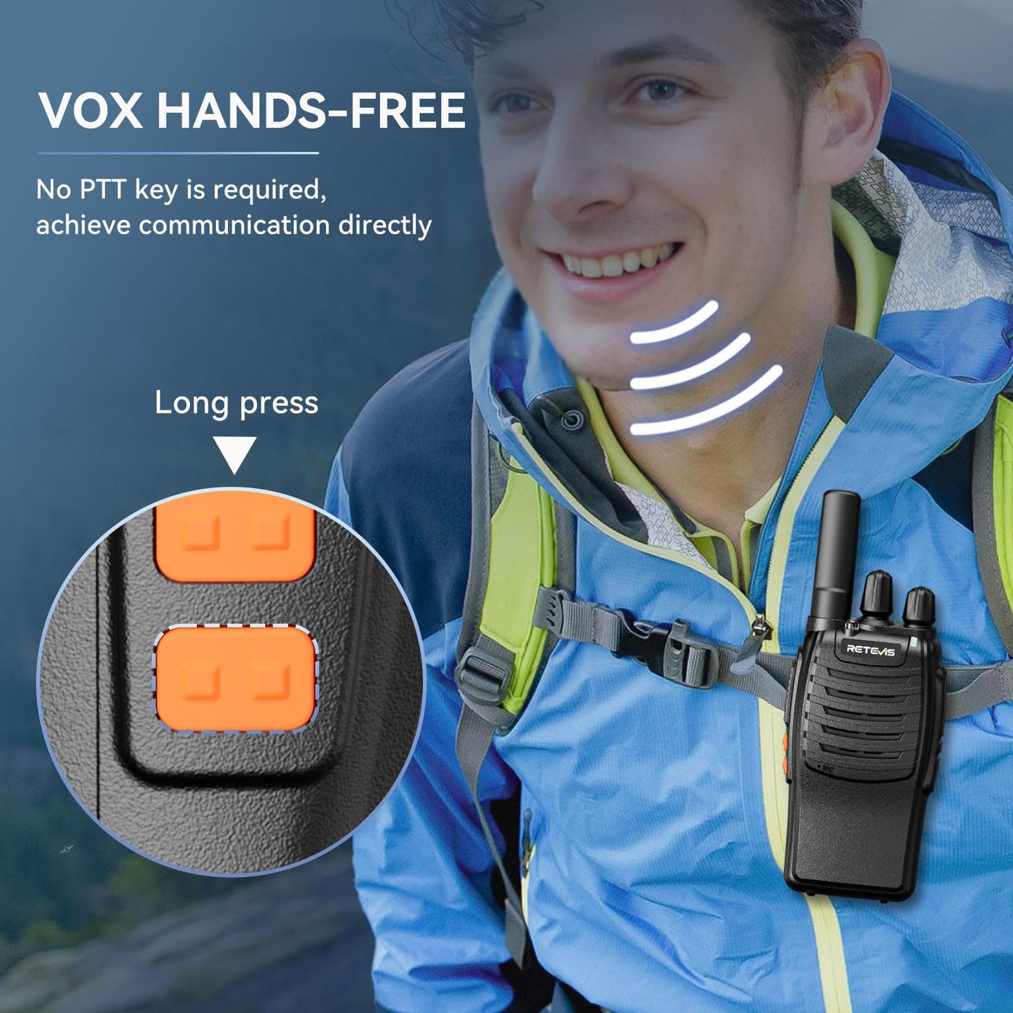 Retevis H-777 Rechargeable Walkie Talkies, Mini 2 Way Radios Long Range, Small Walky Talky, Portable FRS Two Way Radios with LED Flashlight(Black, 2 Pack)