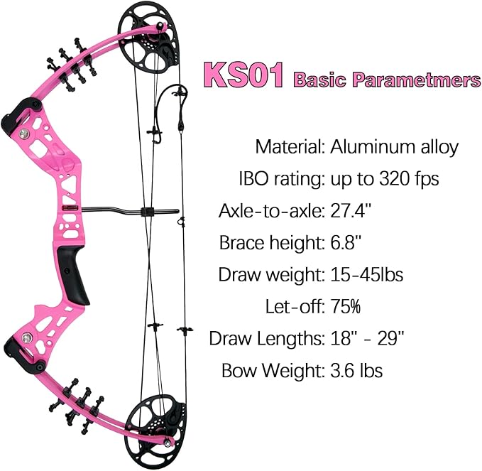 Youth Compound Bow Set 15-45 Lbs for Teens and Beginner, Package with Archery Hunting Equipment, Max Speed 260fps, Adjustable, Right Hand