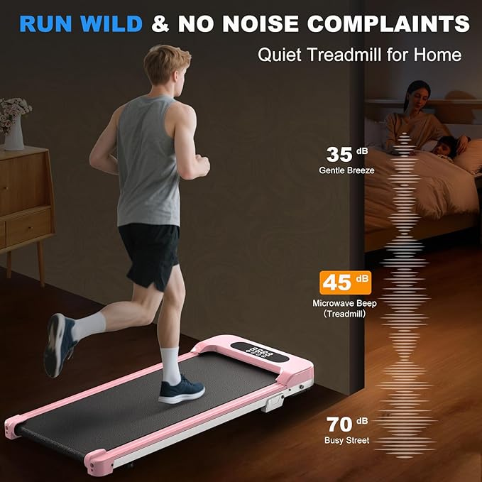 Incline Walking Pad with Handle Bar, Folding Treadmill Foldable Portable Under Desk for Home Office, Ultra Quiet <45dB, Safety Lock, 300+ LB Capacity