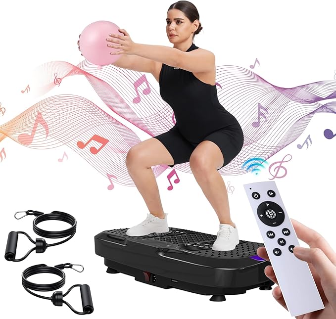 UCIN Vibration Plate Exercise Machine, Vibration Plate for Lymphatic Drainage, 330 Lbs Capacity Vibrating Plate for Weight Loss Home Fitness with Resistance Bands/Pilates Ball