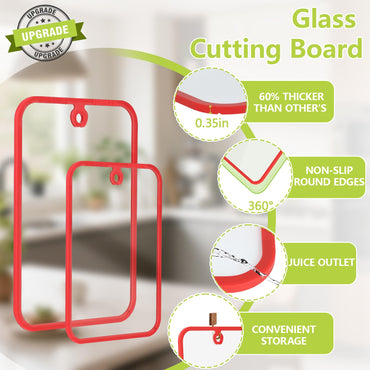 HORIBND Glass Cutting Board Set 2pcs Clear 15x10 Non-Slip Dishwasher Safe
