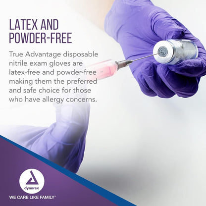 Dynarex True Advantage Nitrile Exam Gloves, Purple - 100ea/bx, 10bxs/cs (1000 Count)