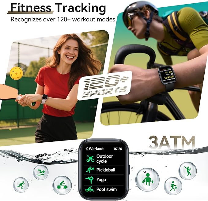 Smart Watches for Women Men Android & iPhone, Alexa Built-in, 1.8" Smart Watch(Answer/Make Calls ,2 Bands Included) 24/7 SpO2 Sleep Heart Rate Monitor,3ATM Waterproof,Fitness Tracker with 120+ Sport