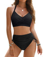 Women's High Waisted Bikini Set - Tummy Control Swimsuit with Crisscross Back