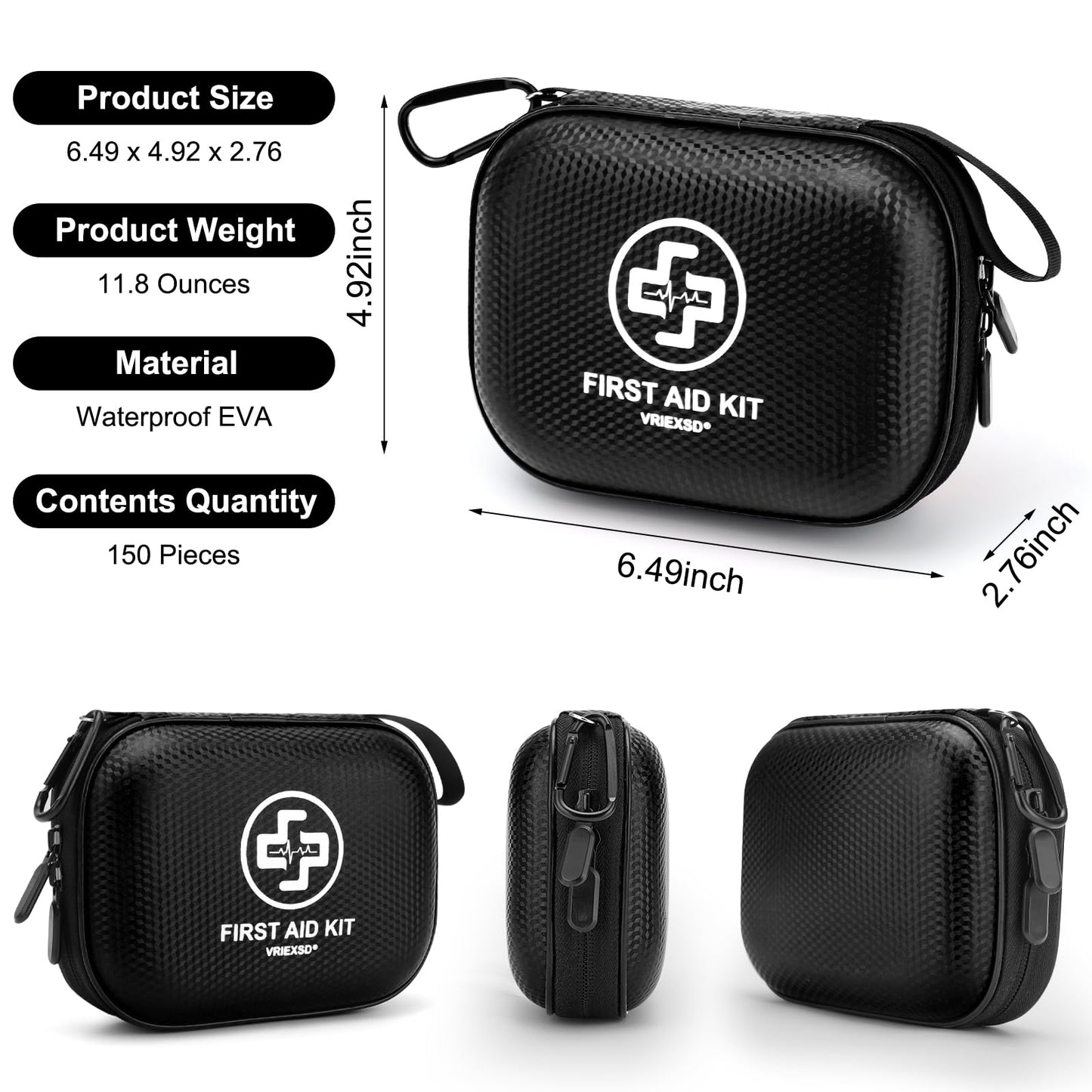 Mini First Aid Kit - 150 Piece Small Waterproof Hard Shell Medical Kit for Home, Car, Travel, Camping, Truck, Hiking, Sports, Office, Vehicle & Outdoor Emergencies- Small First Aid Medical Kit (Red)