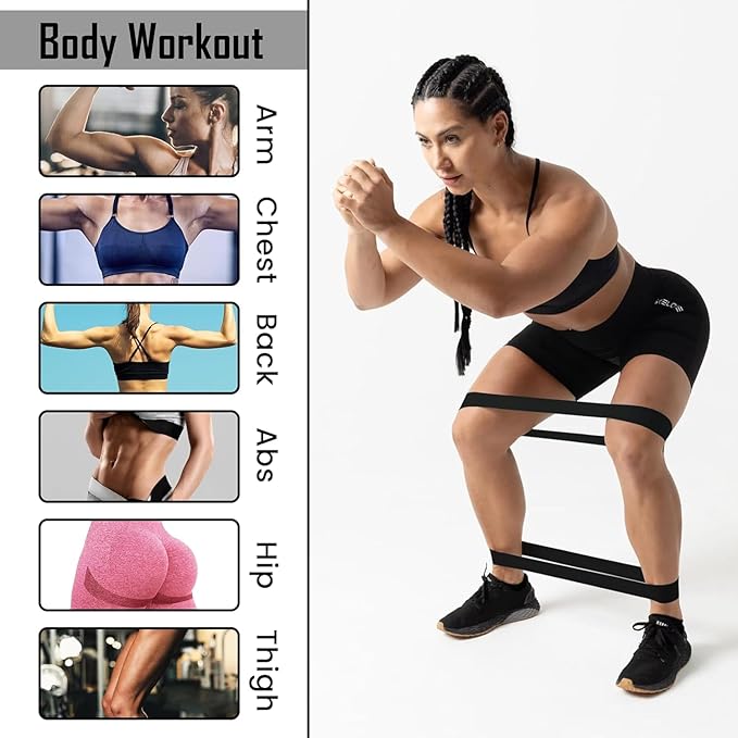 Exercise Resistance Bands for Working Out Set of 5 for Women and Men, Stretch Bands for Exercise, Physical Therapy, Arms Legs Workout, Stretching, Home Fitness