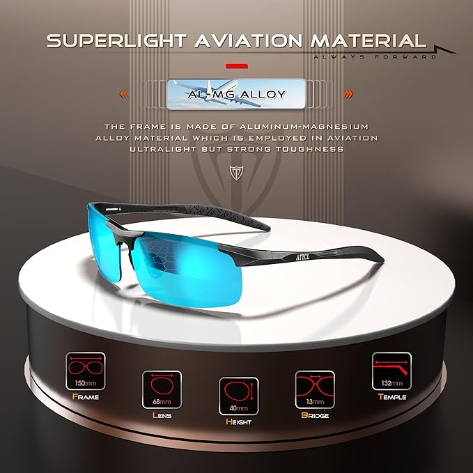 ATTCL Men's Sports Polarized Sunglasses Men for Driving running Fishing Golf - UV Protection Sun glasses Metal Frame