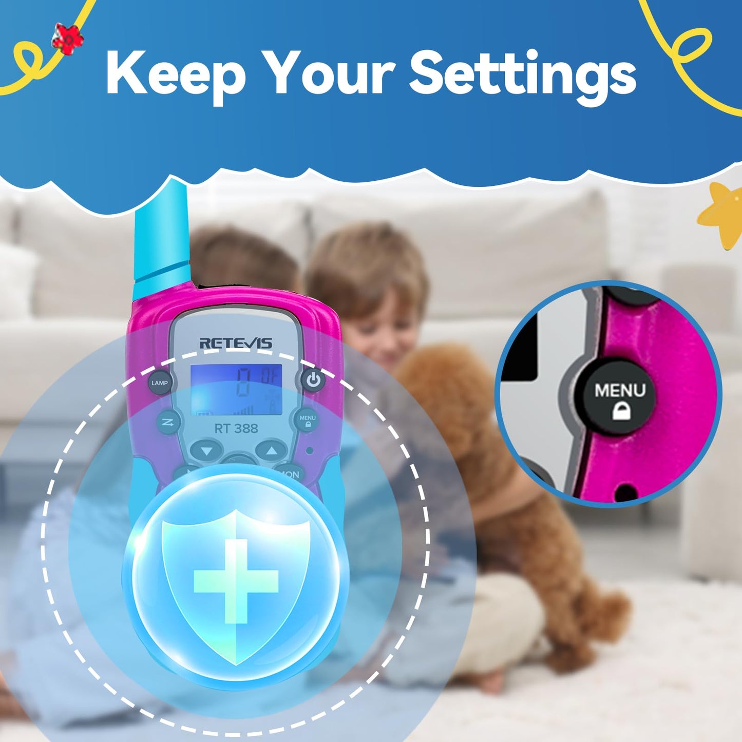 Retevis RT388 Walkie Talkies for Kids, Birthday Gifts for 6 7 8 9 10 11 12 Year Old Girls, 22 CH LCD Flashlight, Pink Walkie Talkies Christmas Gifts Toys for Girls(Pink, 2 Pack)
