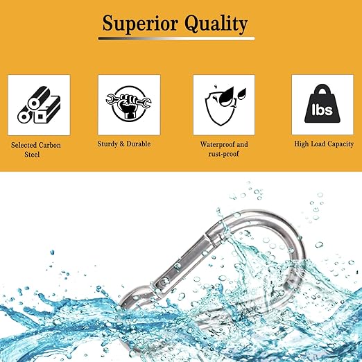 150 Pcs Carabiner Clip Spring Snap Hook, M5 2 Inch Heavy Duty Galvanized Steel Spring Snap Hook, Quick Link Keychain Clip for Keys Swing Set Camping Fishing Hiking Traveling(220 lbs Capacity)