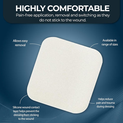 Medpride Foam Dressings -10 Pack, 4''X4.25'' - Sterile, Hydrophilic, Highly Absorbent- Soft, Non-Adhesive Pads, 10/Pack, Case of 20 (200 Count)