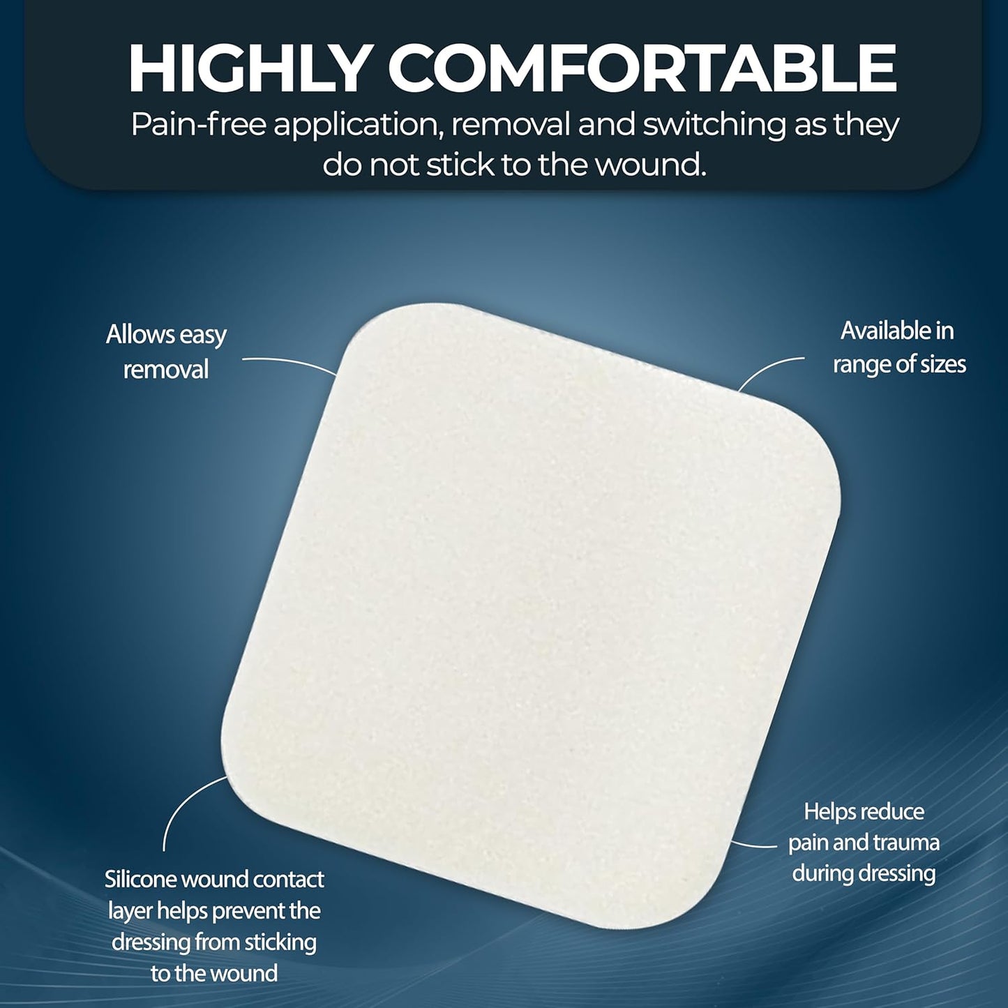Medpride Foam Dressings 2"x2'' - Sterile, Hydrophilic, Highly Absorbent- Soft, Non-Adhesive Pads, 10/Pack, Case of 20 (200 Count)