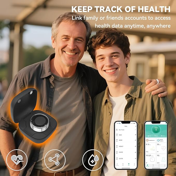 Smart Ring for Men Women with Black Charging Box, Bluetooth, Health Ring , IP68 Waterproof, Fitness Ring Tracks Heart Rate/Sleep/Steps/Sports Activities/Blood Oxygen,non-subscription app (Silver, 7)