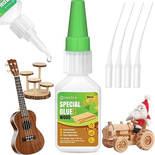 Wood Glue, 30g Clear Woodworking Adhesive for Furniture Repair and DIY Crafts ??Super Instant Glue, Fast-Drying, Waterproof, Heavy-Duty Bonding for Carpentry Projects
