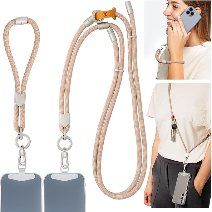 Pulpo 2-in-1 Cell Phone Wrist Strap and Lanyard Dusty Pink - Anti Theft Lanyard for Men & Women, Wrist Straps for Phones, Lanyards for Smartphones, Adjustable Cellphone Leash & Safety Strap Tether