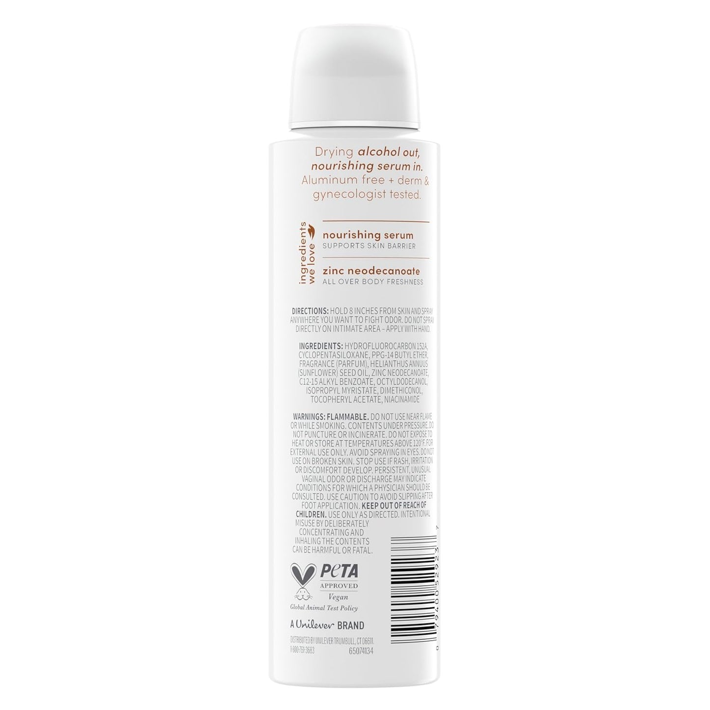 Dove Whole Body Deo Alcohol Free Deodorant Spray for Women Coconut Vanilla 4 oz
