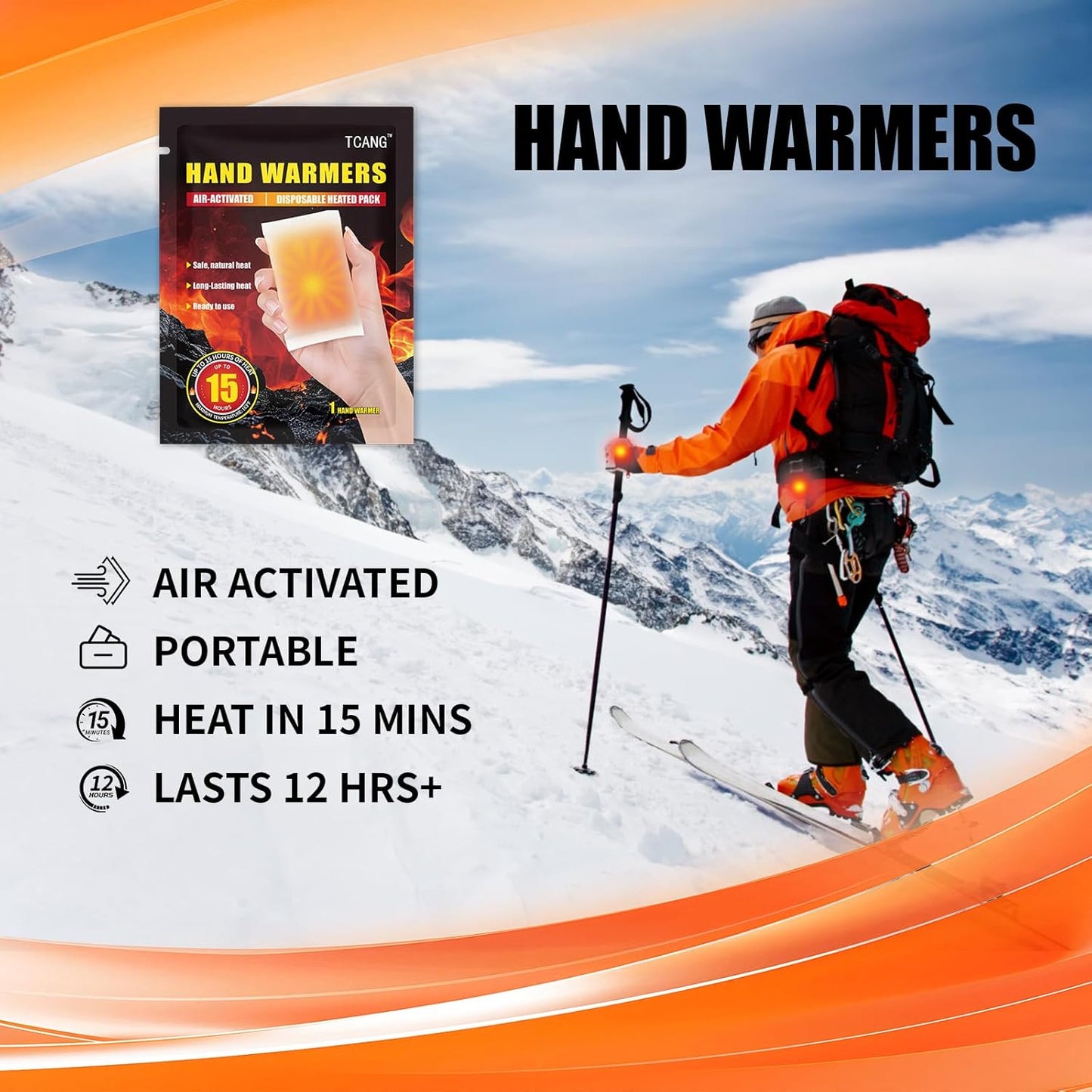 10 Pack Hand Warmers Disposable - Up to 15 Hours of Heat - Super Long Lasting Air Activated Warmers, All Natural & Portable for Body, Hands & Toes - Odorless Hot Warmer Gifts for Winter Work